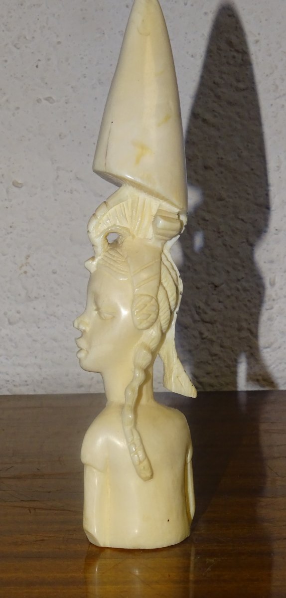 Set Of 3 African Ivory Sculptures, Colonial Era-photo-1