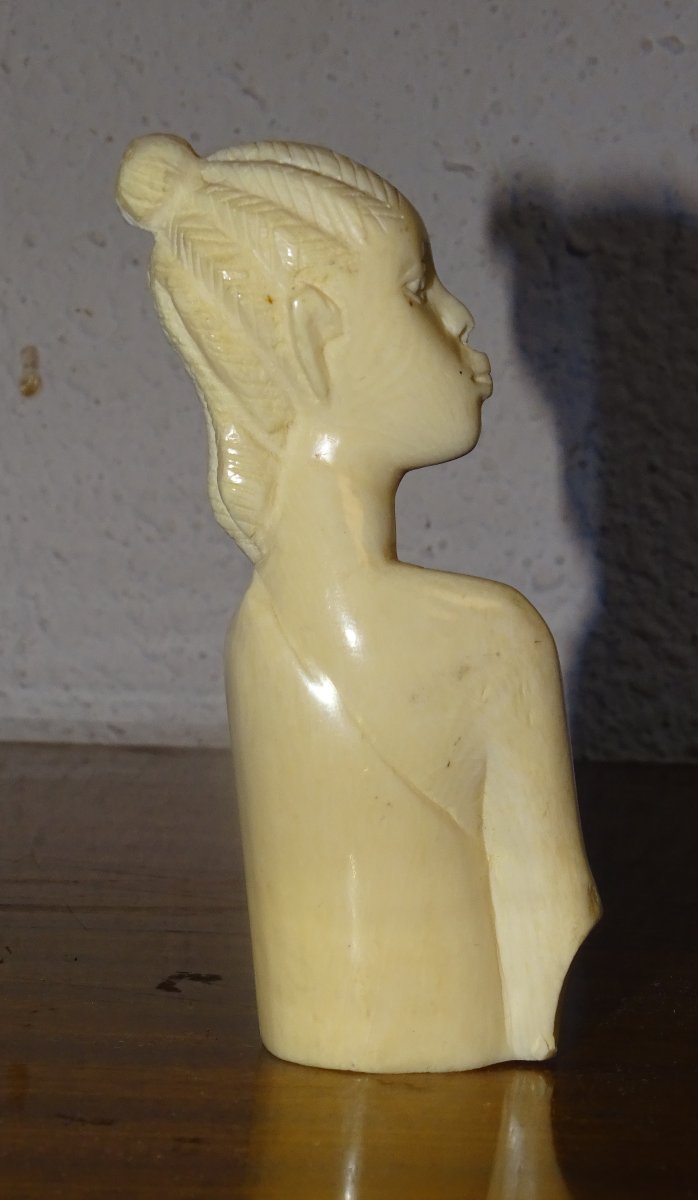 Set Of 3 African Ivory Sculptures, Colonial Era-photo-3