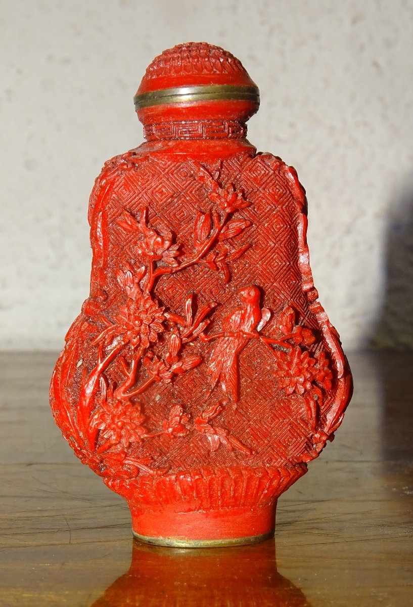 Tabatière En Laque Cinabre, chine, XIXe Siècle-photo-2