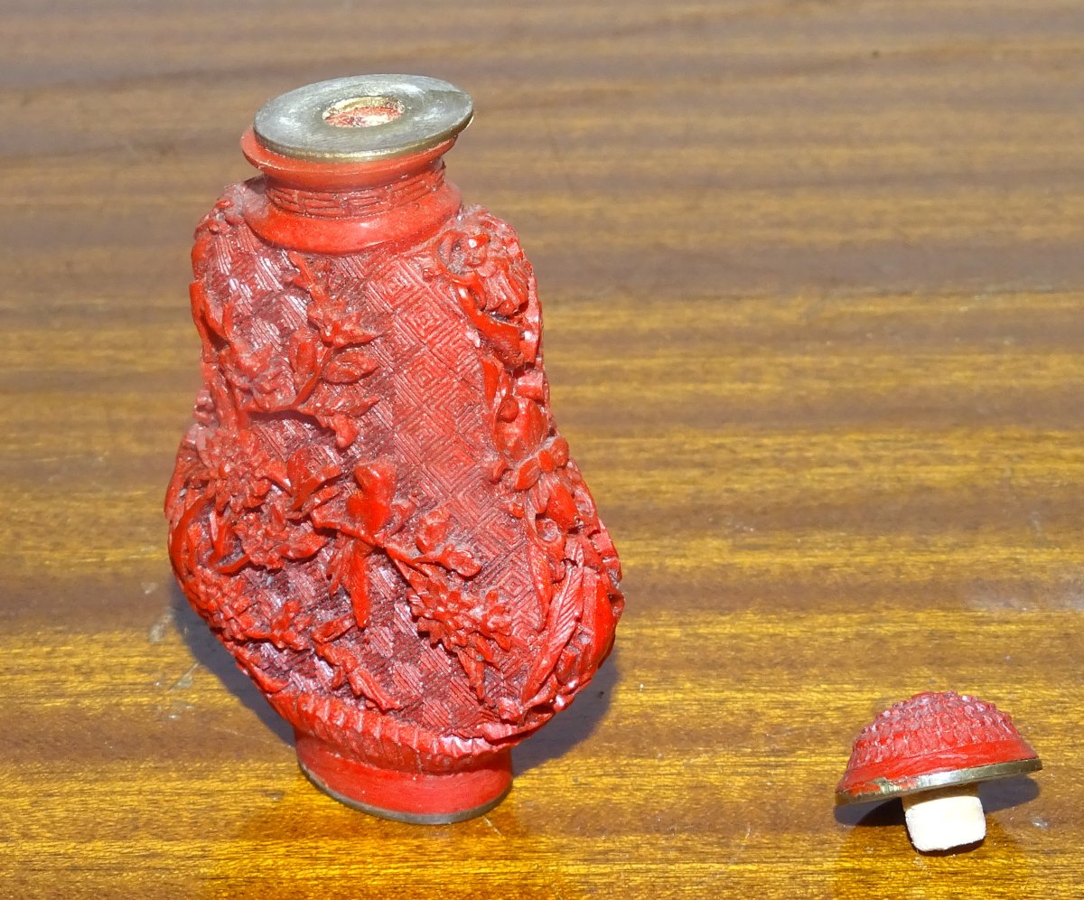 Tabatière En Laque Cinabre, chine, XIXe Siècle-photo-4