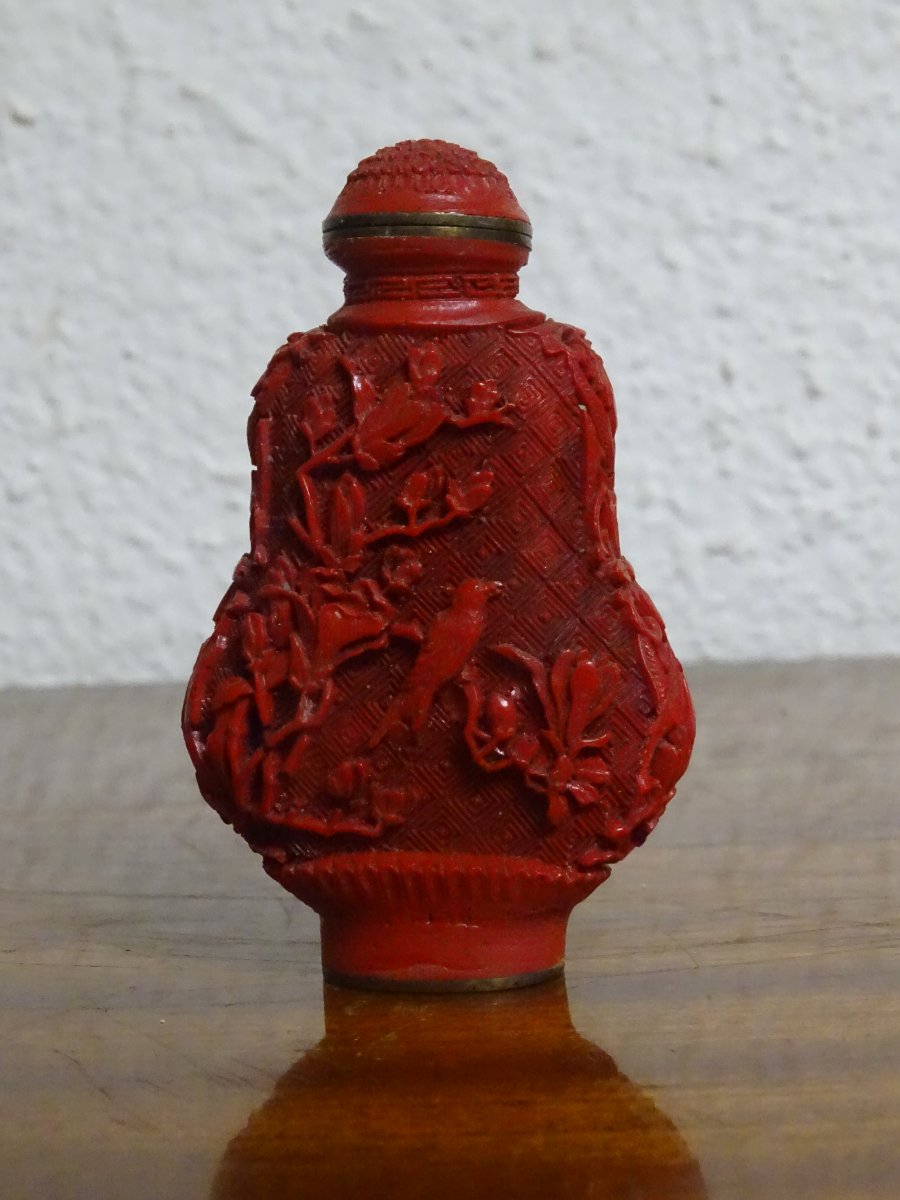Tabatière En Laque Cinabre, chine, XIXe Siècle-photo-1
