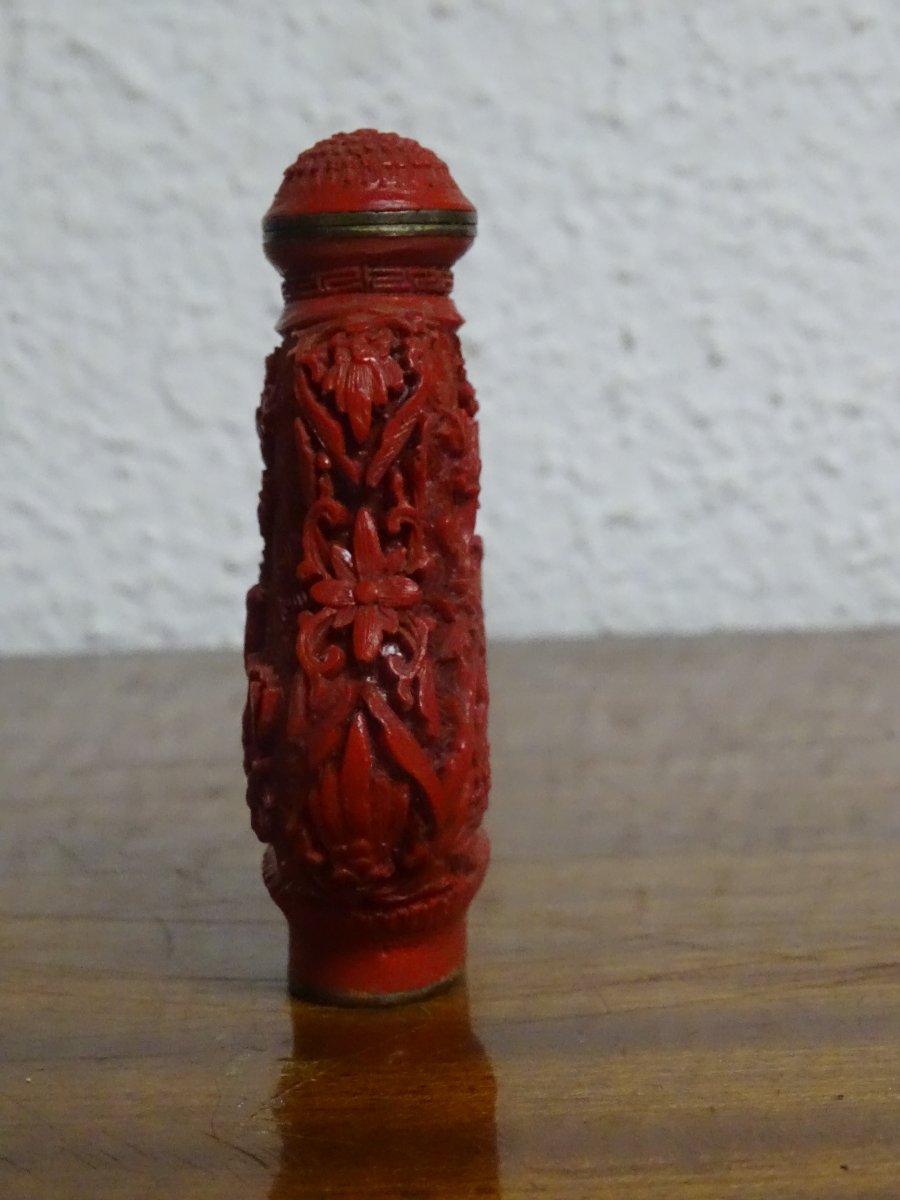 Tabatière En Laque Cinabre, chine, XIXe Siècle-photo-2