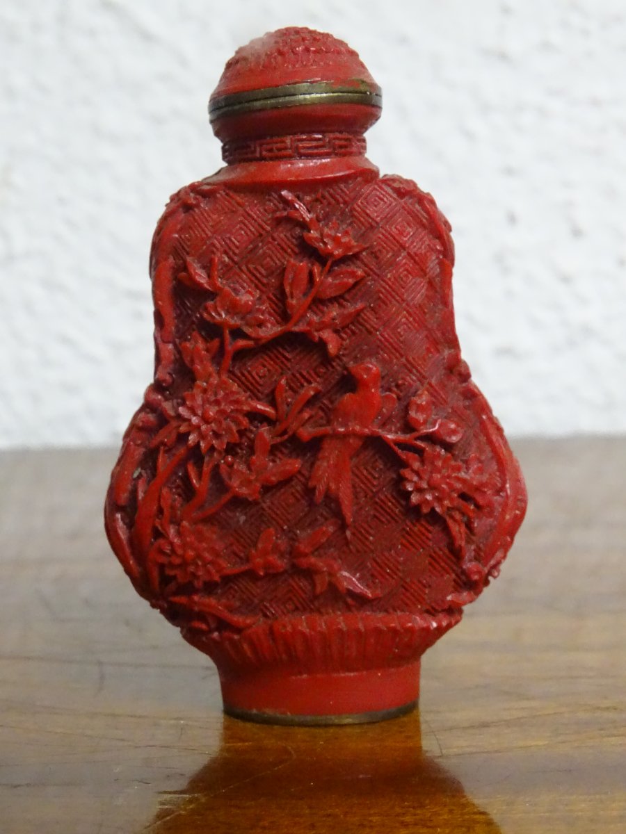 Tabatière En Laque Cinabre, chine, XIXe Siècle-photo-3