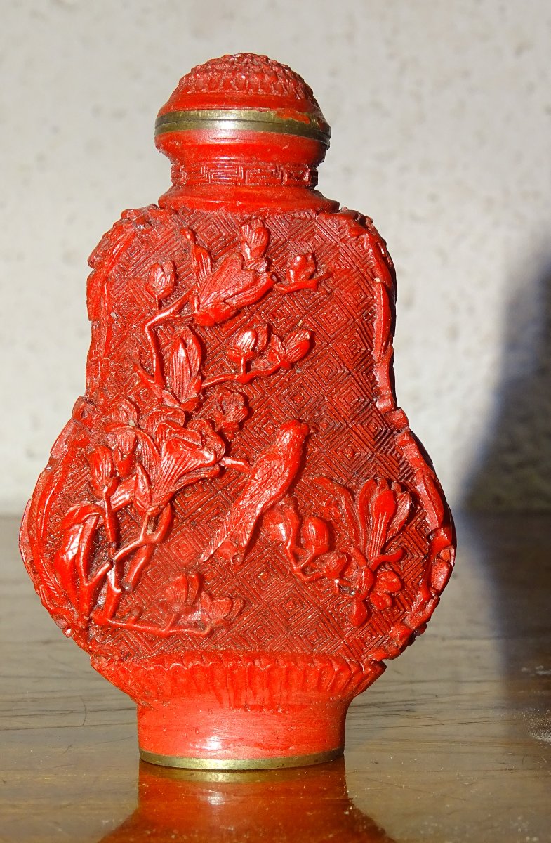 Tabatière En Laque Cinabre, chine, XIXe Siècle