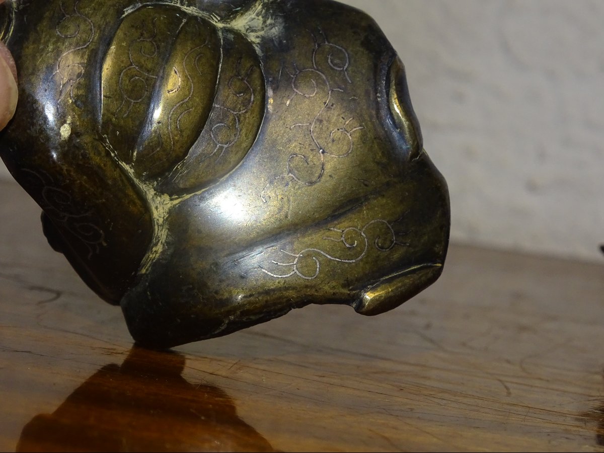 encensoir chinois en bronze en deux parties représentant « Shoulao et le cerf ». XVIIIème-photo-3