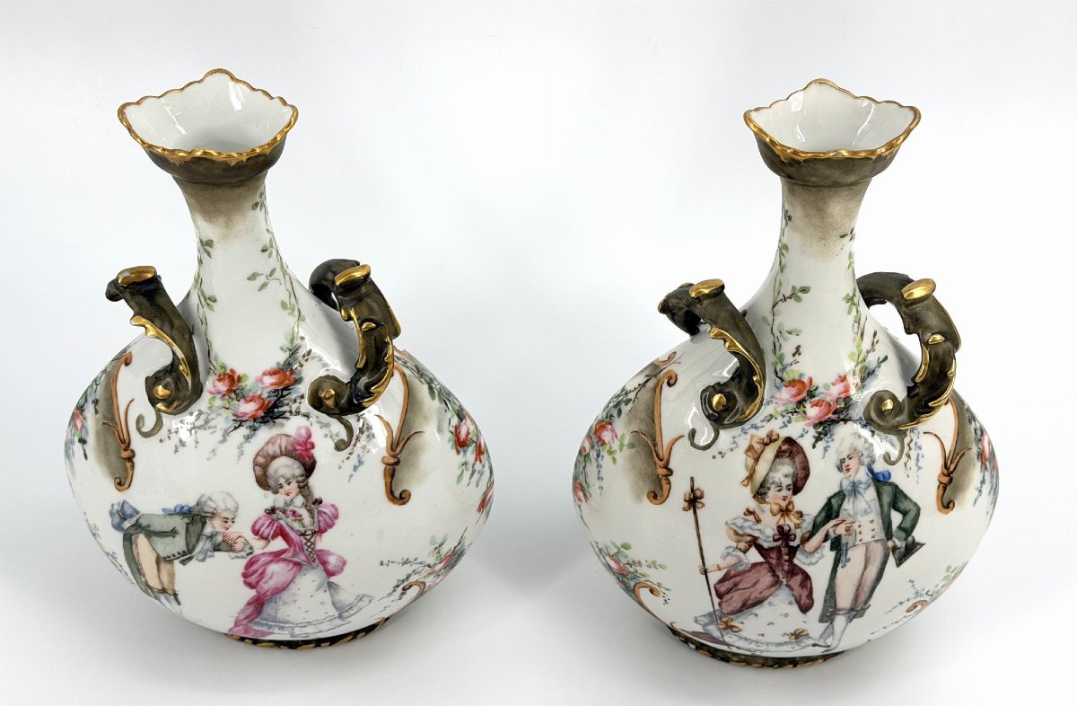 paire de vases LIMOGES Manufacture Jean POUYAT (1890-1932)-photo-2