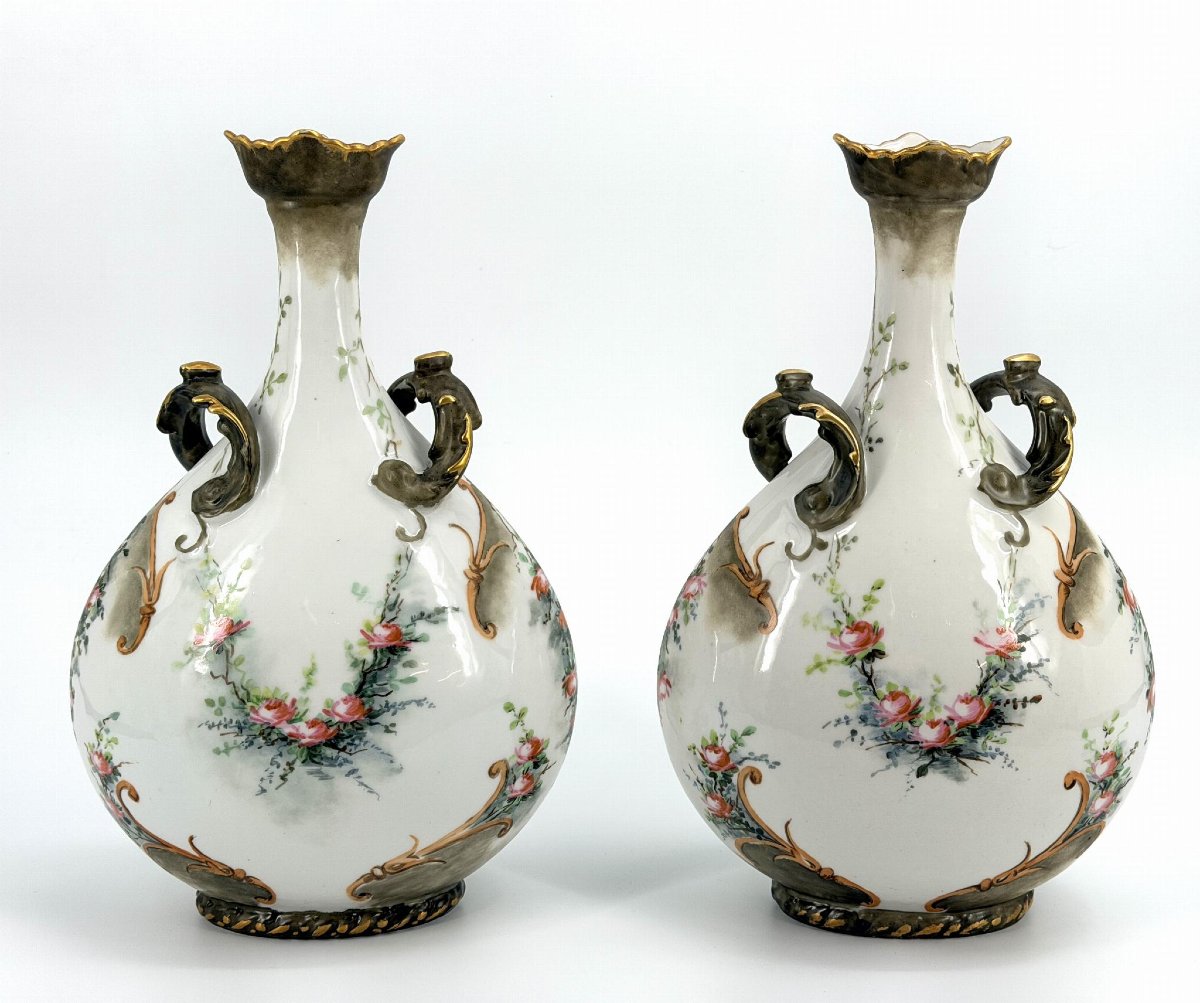 paire de vases LIMOGES Manufacture Jean POUYAT (1890-1932)-photo-3