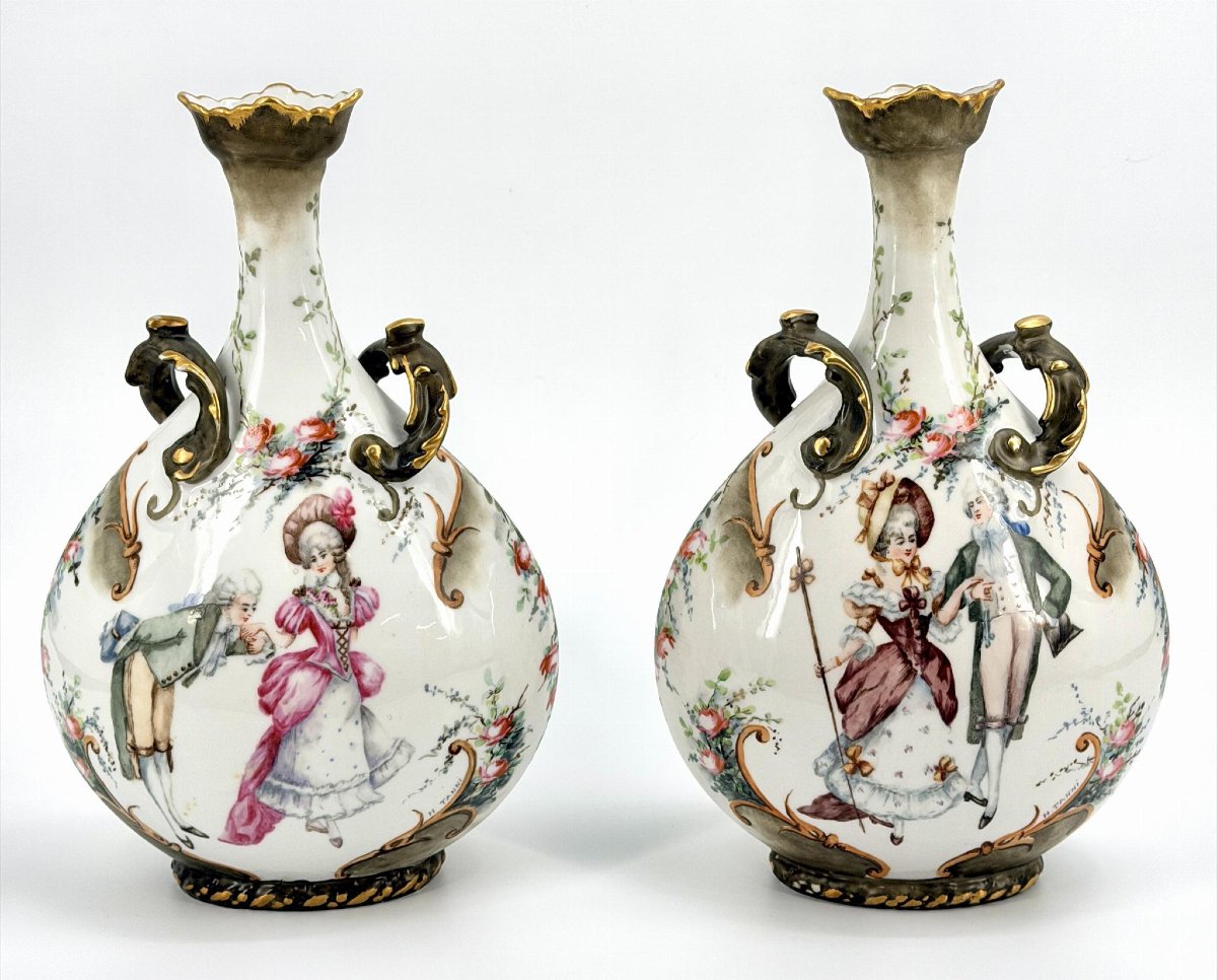 paire de vases LIMOGES Manufacture Jean POUYAT (1890-1932)