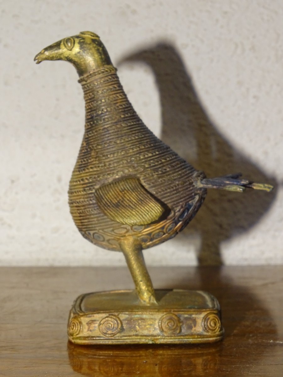 Antique Bronze, Bird Or Hen, China, Asia, Early 19th Century-photo-3