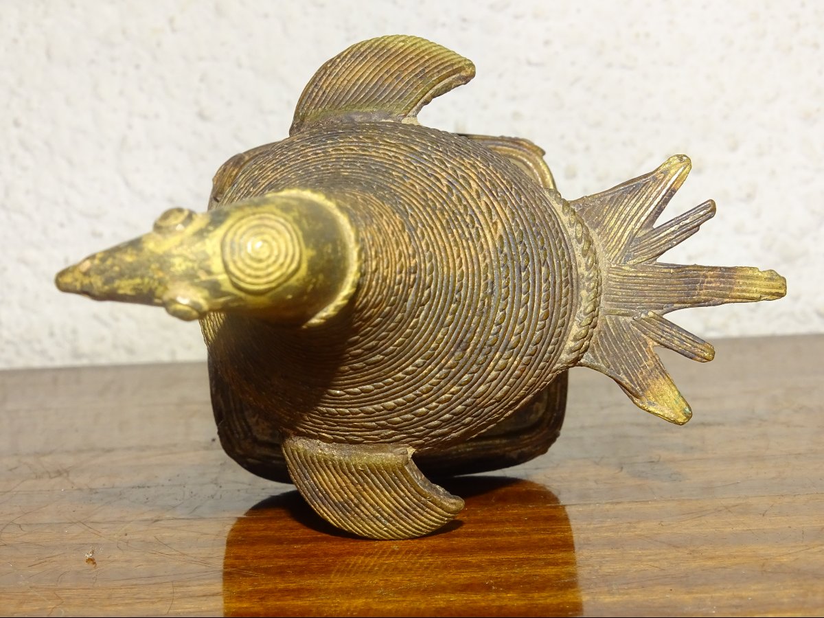 Antique Bronze, Bird Or Hen, China, Asia, Early 19th Century-photo-4