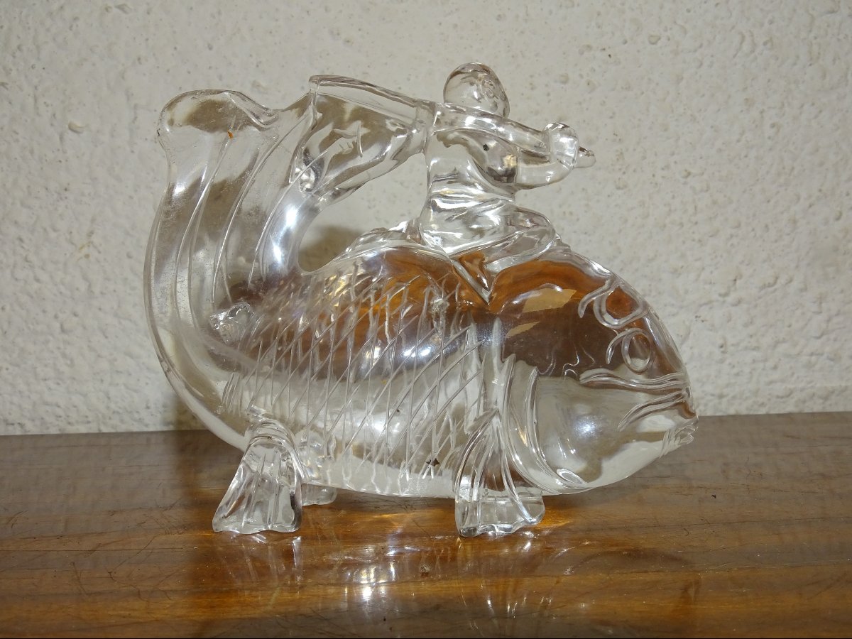 Antique Fish Or Rock Crystal Koi Carp, China, Asia, 19th Century-photo-2
