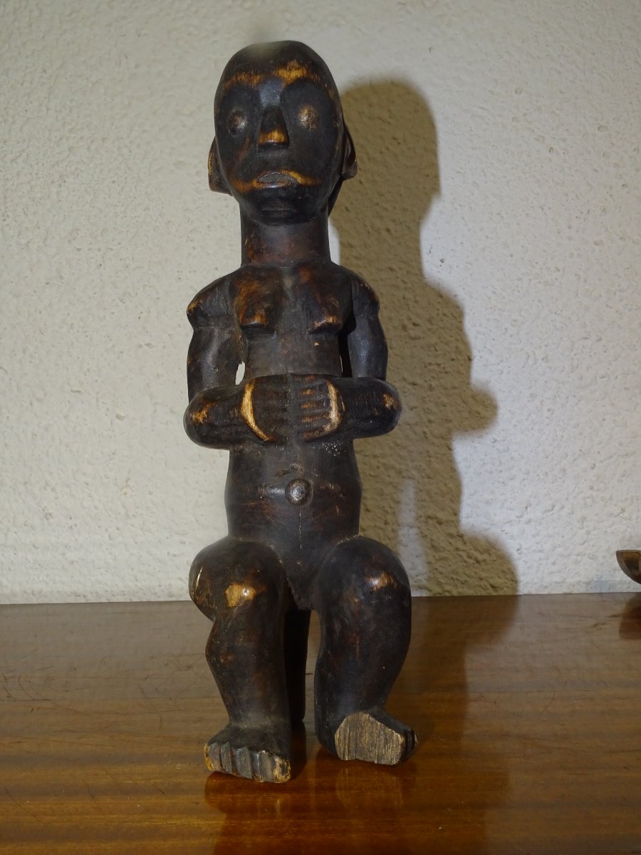 Antique Fang Statue From Gabon, Carved Wood, Mid-20th Century-photo-2