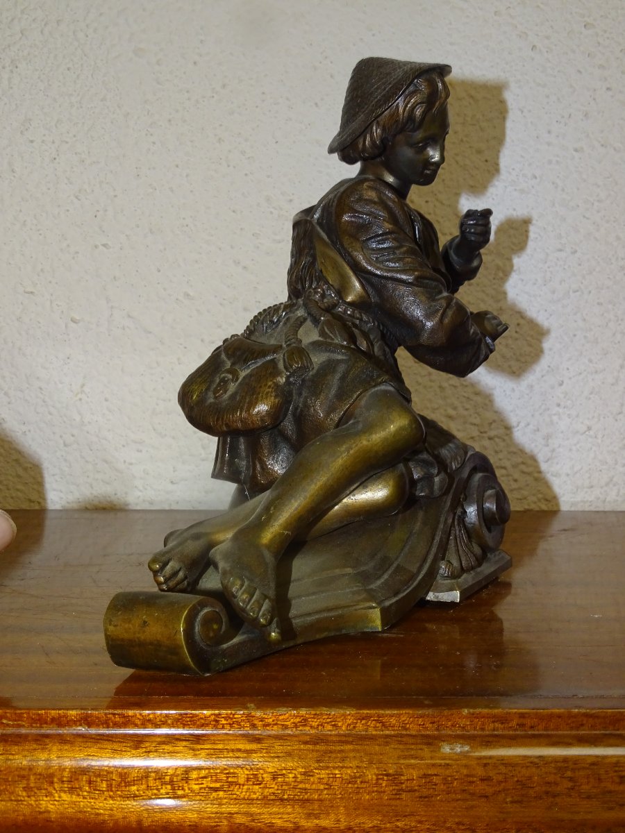 sculpture bronze d'un jeune écrivain, XIXème-photo-3
