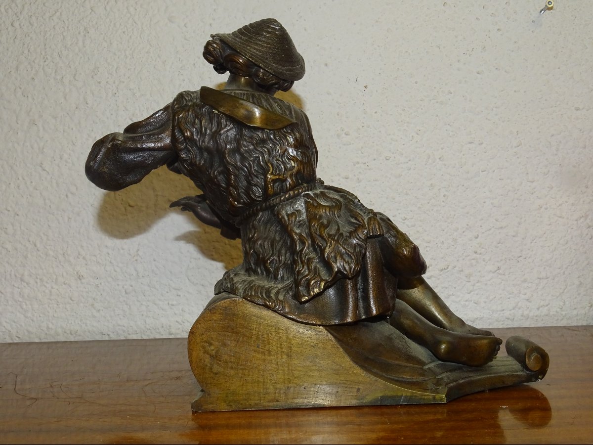 sculpture bronze d'un jeune écrivain, XIXème-photo-4