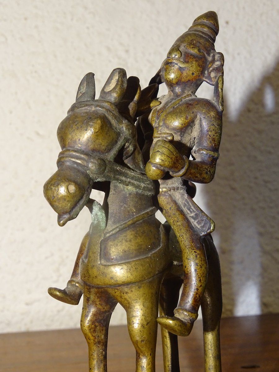 Brass Statue Of Khandoba, India, 18th Century-photo-3