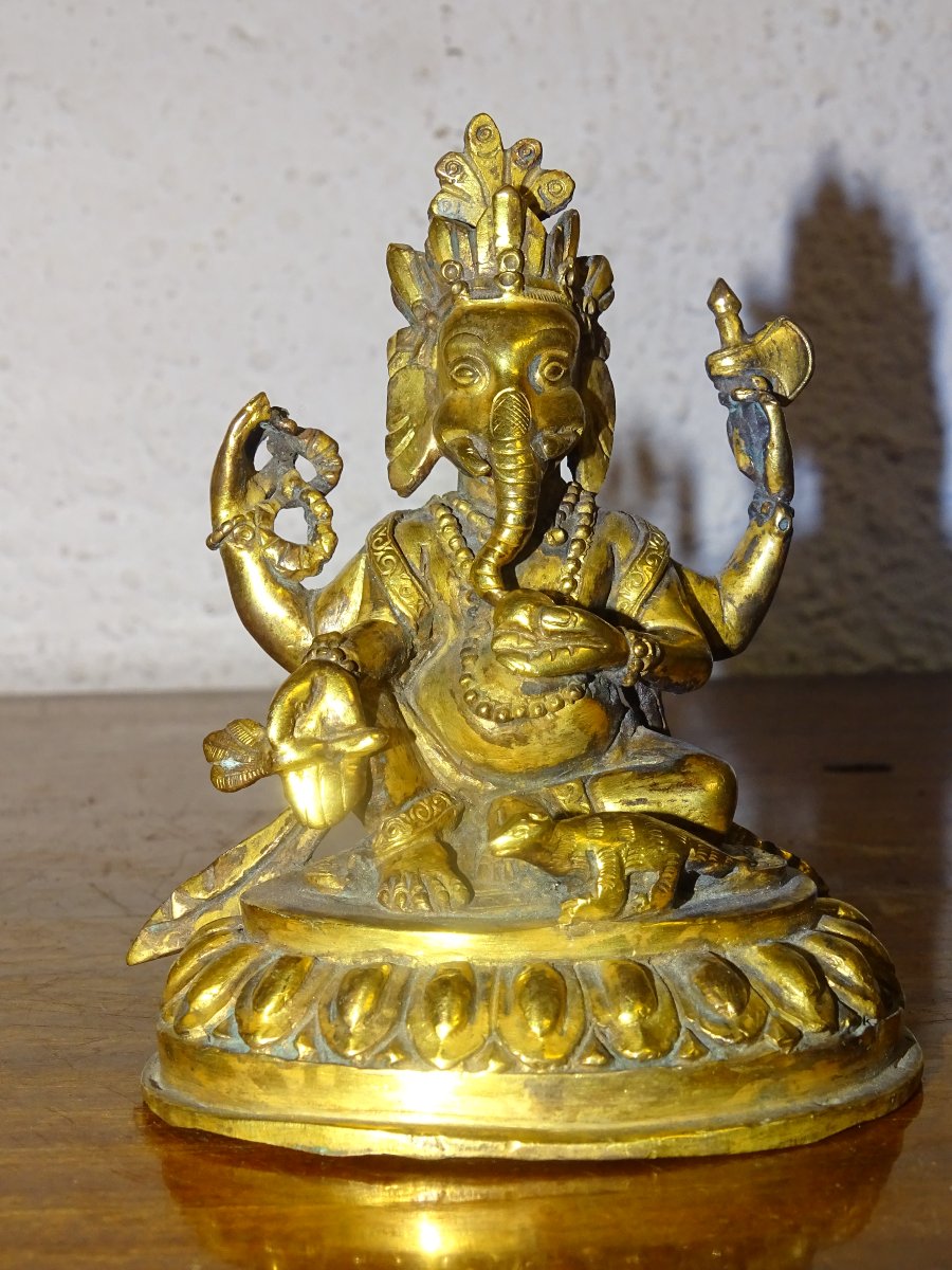 Gilded Bronze Statuette Of Ganesha, India, 19th Century