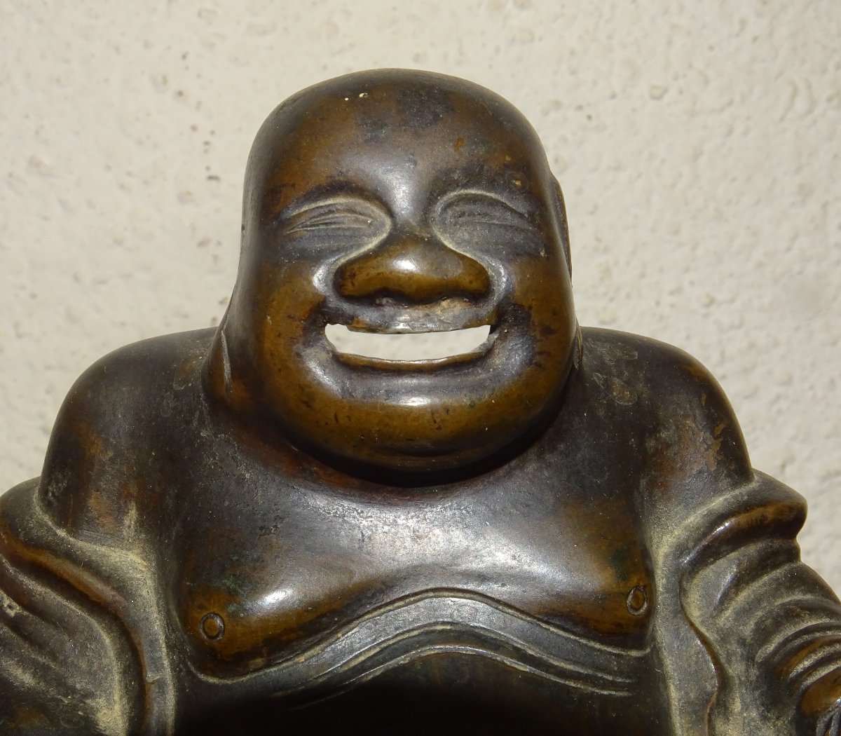 Bronze Incense Burner Depicting A Laughing Buddha, Asia, 19th Century.-photo-2