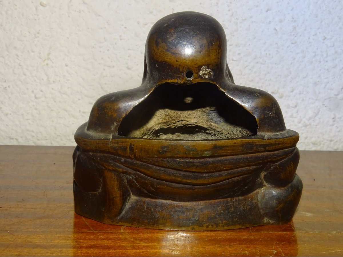 Bronze Incense Burner Depicting A Laughing Buddha, Asia, 19th Century.-photo-4