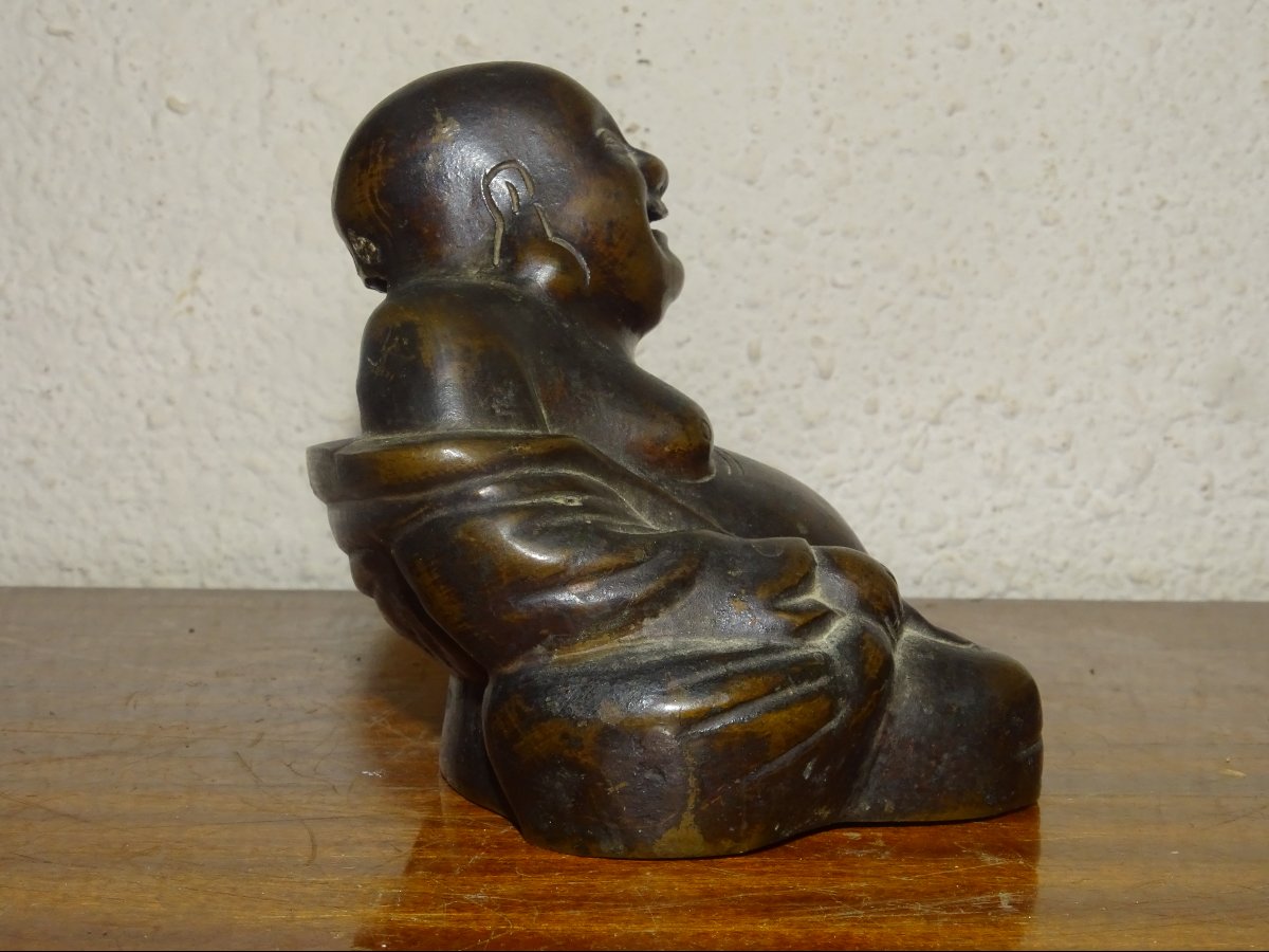 Bronze Incense Burner Depicting A Laughing Buddha, Asia, 19th Century.-photo-1
