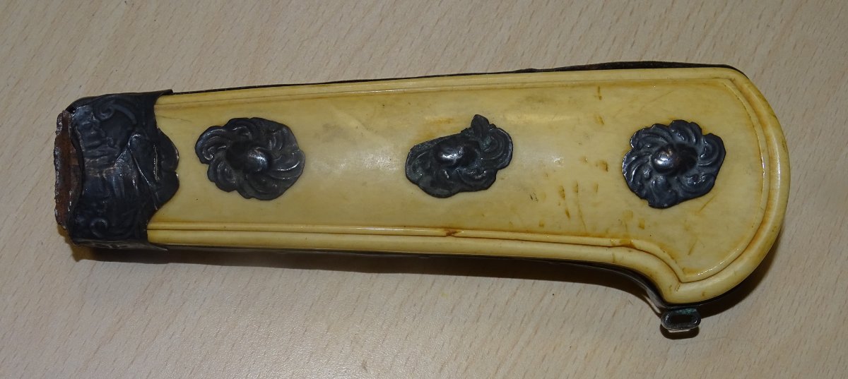 manche de dague de chasse en argent et ivoire, XIXème-photo-2