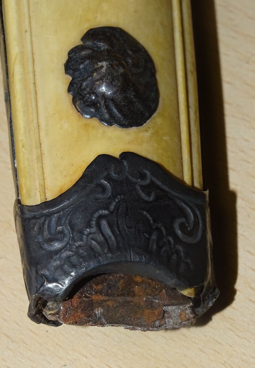 manche de dague de chasse en argent et ivoire, XIXème-photo-1