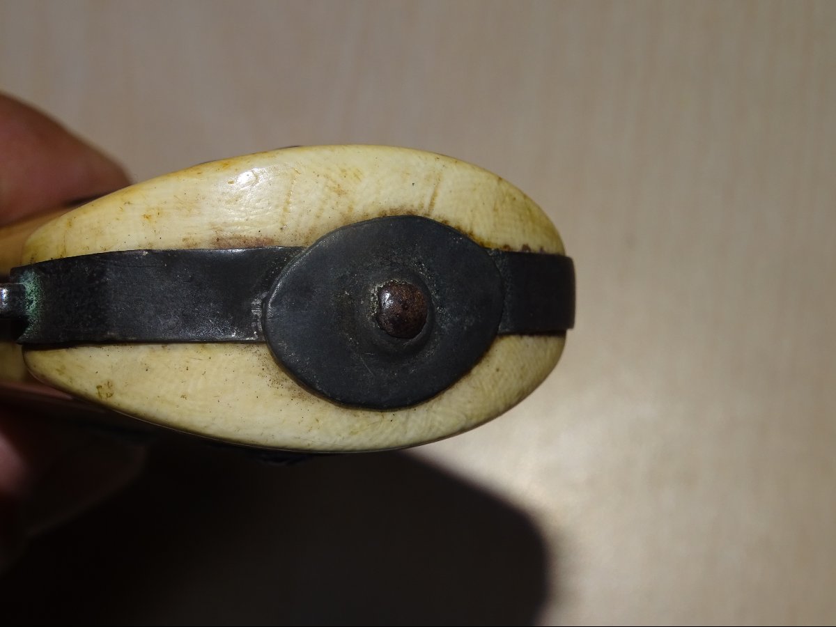 manche de dague de chasse en argent et ivoire, XIXème-photo-3