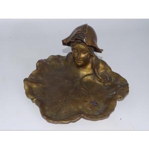 Art Nouveau Bronze Pocket Emptier Signed Joaquin Angles Cane 1859-1911