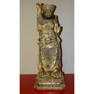 Large Sculpture Of A Wise Man In Bone Plates From The End Of The 19th Century