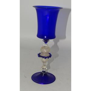 Murano : Grand Calice En Verre Soufflé XIXème