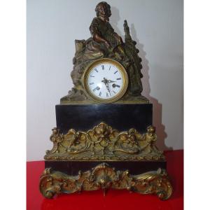 Empire Restoration Clock, Gilt Bronze, Wire Movement, Early 19th Century