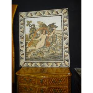 Néréide auprès d'un cheval marin ailé, Grand panneau en mosaïque 170 cm x 150 cm