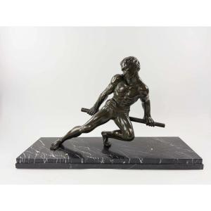 Salvatore Melani (1902-1934). The Wrestler. Bronze Cast, Signed. 