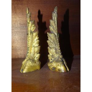 Bronze Furniture Piece, Pair Of Deer-shaped Feet, 18th Century, Louis XV