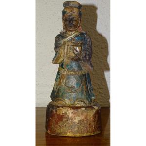 Ancient Statue Of A Buddhist Altar Dignitary, China Or Japan