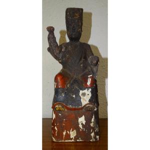 ancienne statue de dignitaire d'autel bouddhique, chine ou japon