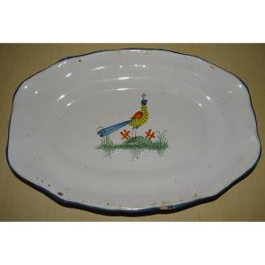 plat faience d'EPINAL ou WALY, décor à l'oiseau au champ, XVIII ou XIXème