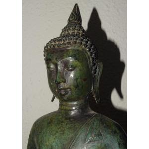 Large Buddha Green Patina Bronze, 60 Cm