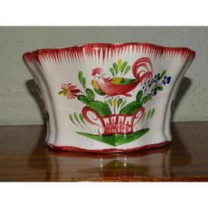 Bouquetière au coq d'applique faience des Islettes - Fin XVIII, Début XIXème