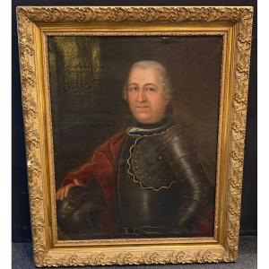 portrait par Jean-Pierre Sauvage, 1755, gentilhomme en armure époque XVIIIème