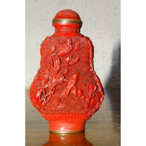 Tabatière En Laque Cinabre, chine, XIXe Siècle