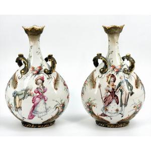 paire de vases LIMOGES Manufacture Jean POUYAT (1890-1932)