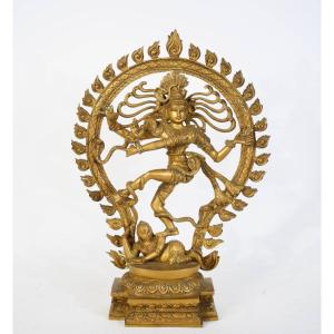 Shiva Nataraja en bronze doré, XIXème