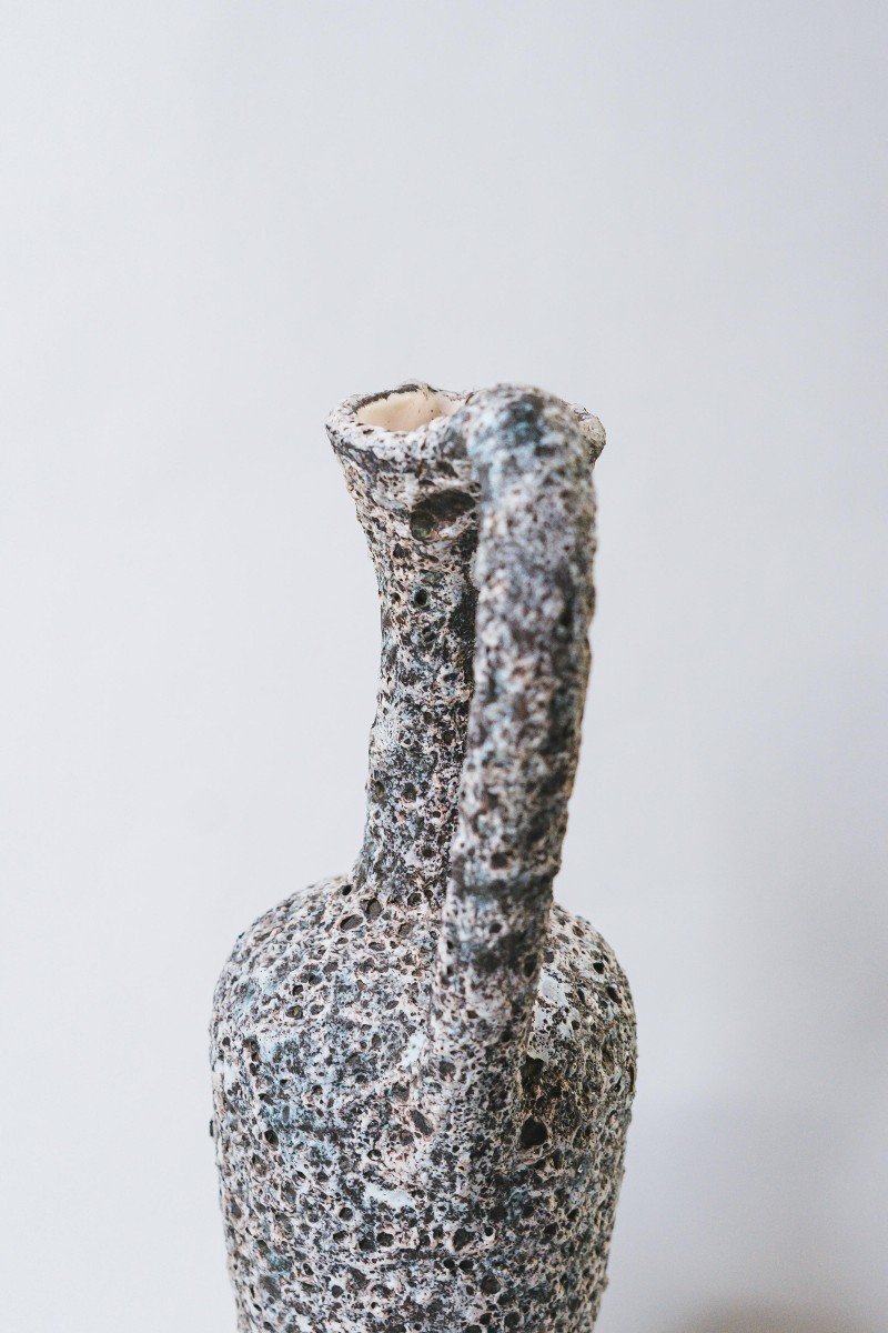Vase Zoomorphe Céramique Signé Alain Rufas Vallauris 1950-photo-3
