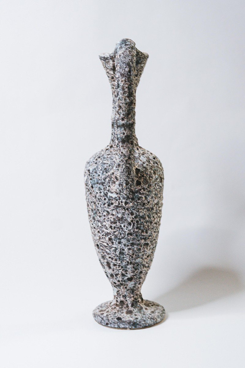 Vase Zoomorphe Céramique Signé Alain Rufas Vallauris 1950-photo-4