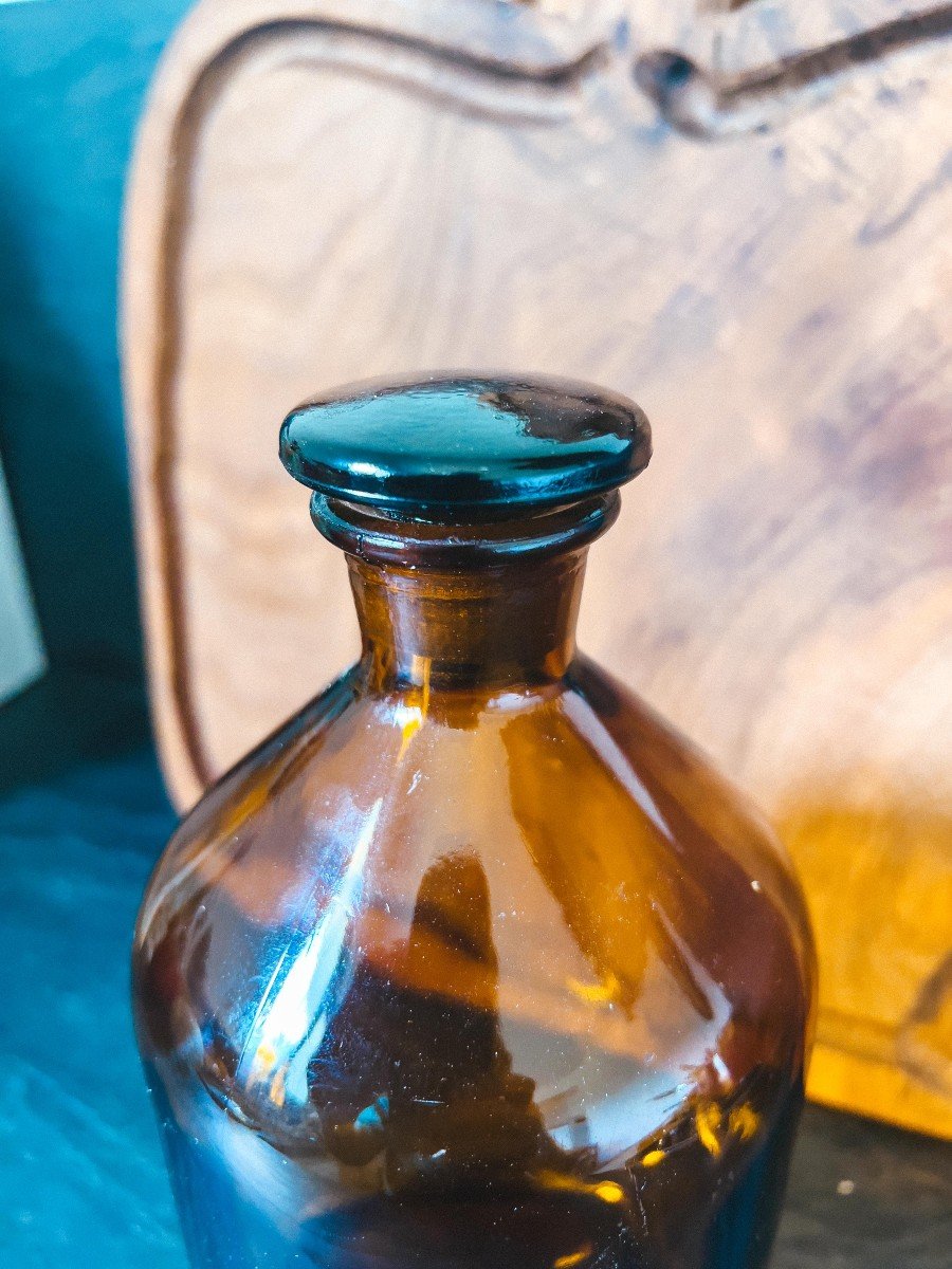 Old Laboratory Bottle Old Pharmacy Prolabo 1150 Cl Amber Glass-photo-6