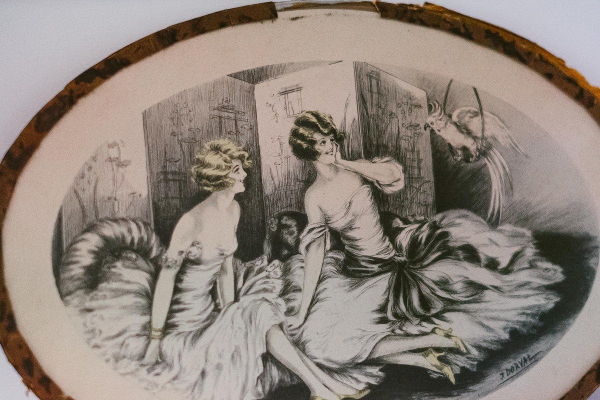 Paire De Deux Gravures Estampes Art Déco Par J. Dorval-photo-1