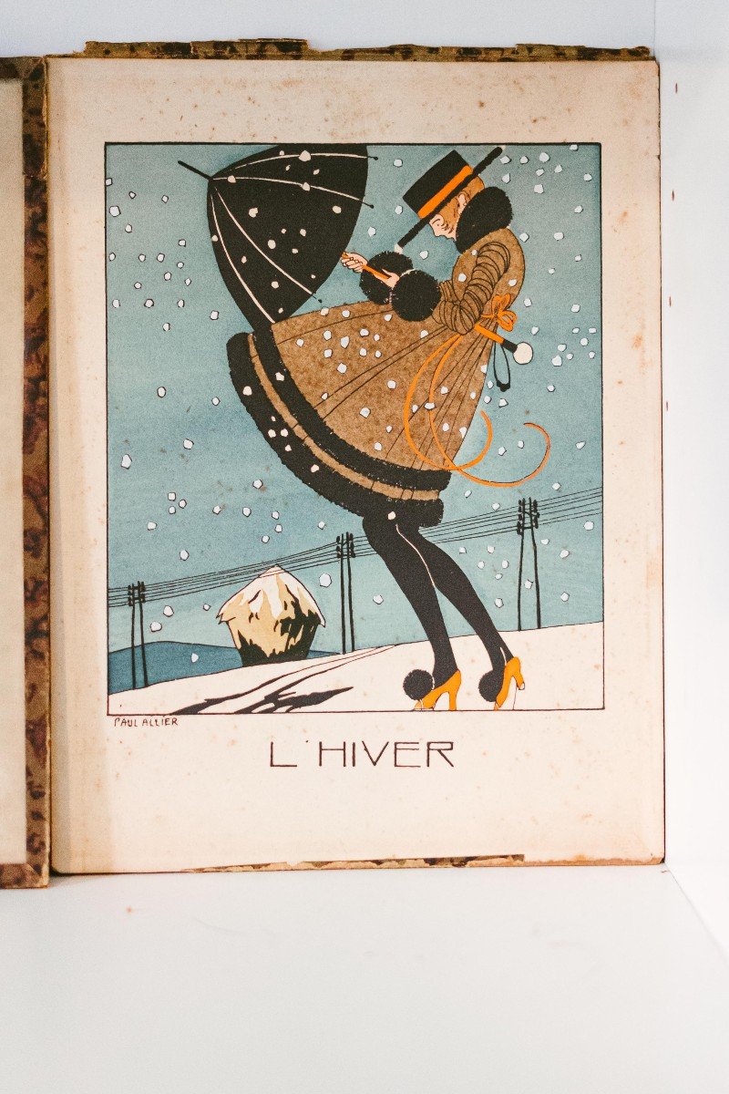 Gravures Estampes 4 Saisons Par Paul Allier Début XXème-photo-2