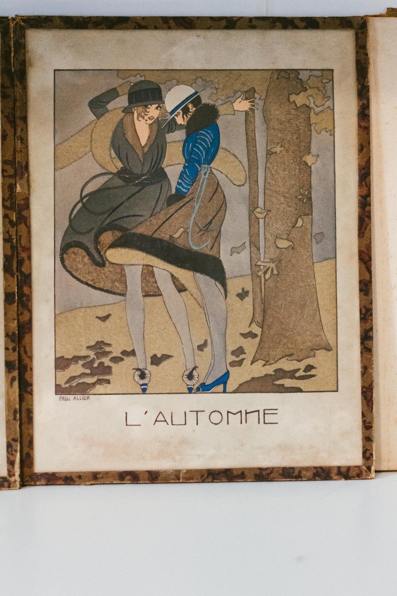 Gravures Estampes 4 Saisons Par Paul Allier Début XXème-photo-3
