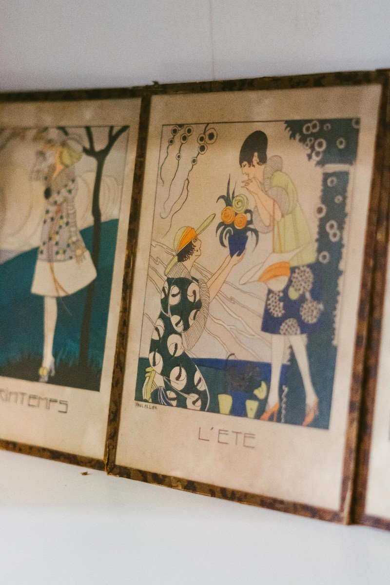 Gravures Estampes 4 Saisons Par Paul Allier Début XXème-photo-5