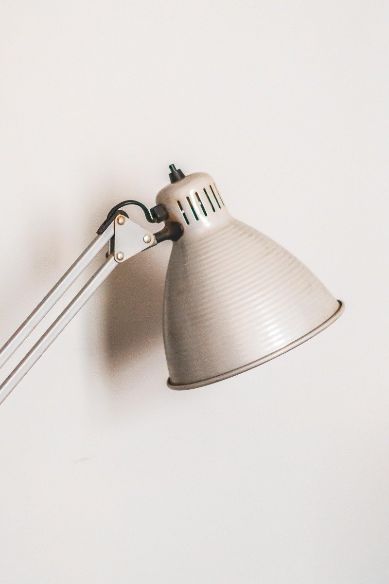 Lampe Articulée 1960 Sur Support En Bois-photo-1